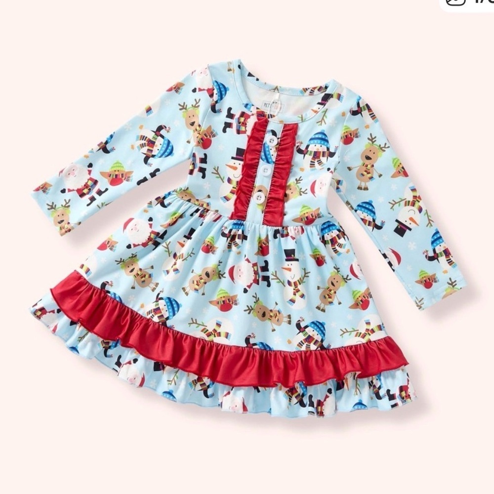 Pete & Lucy Boutique- Frosted Fun ruffle little girls dress-size 6/6x NWT